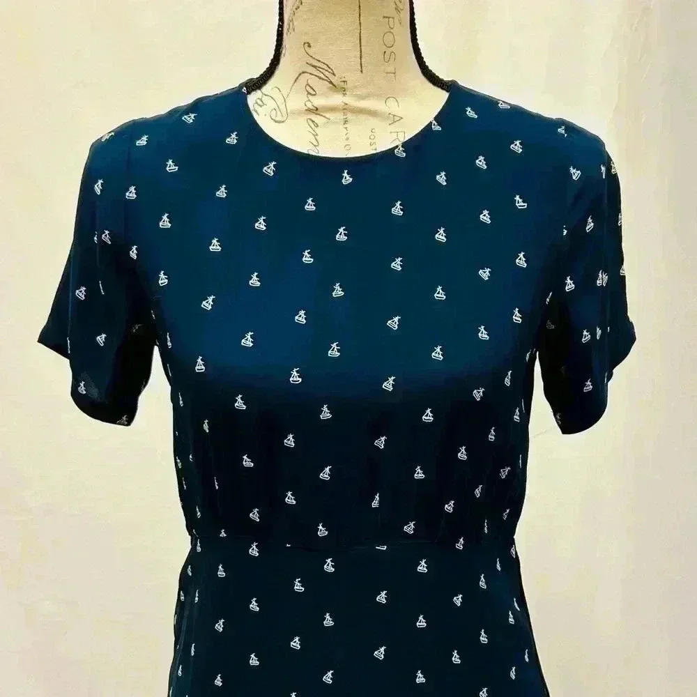 Les coyotes de paris girl’s size 12 sailing mini boat dress in navy blue